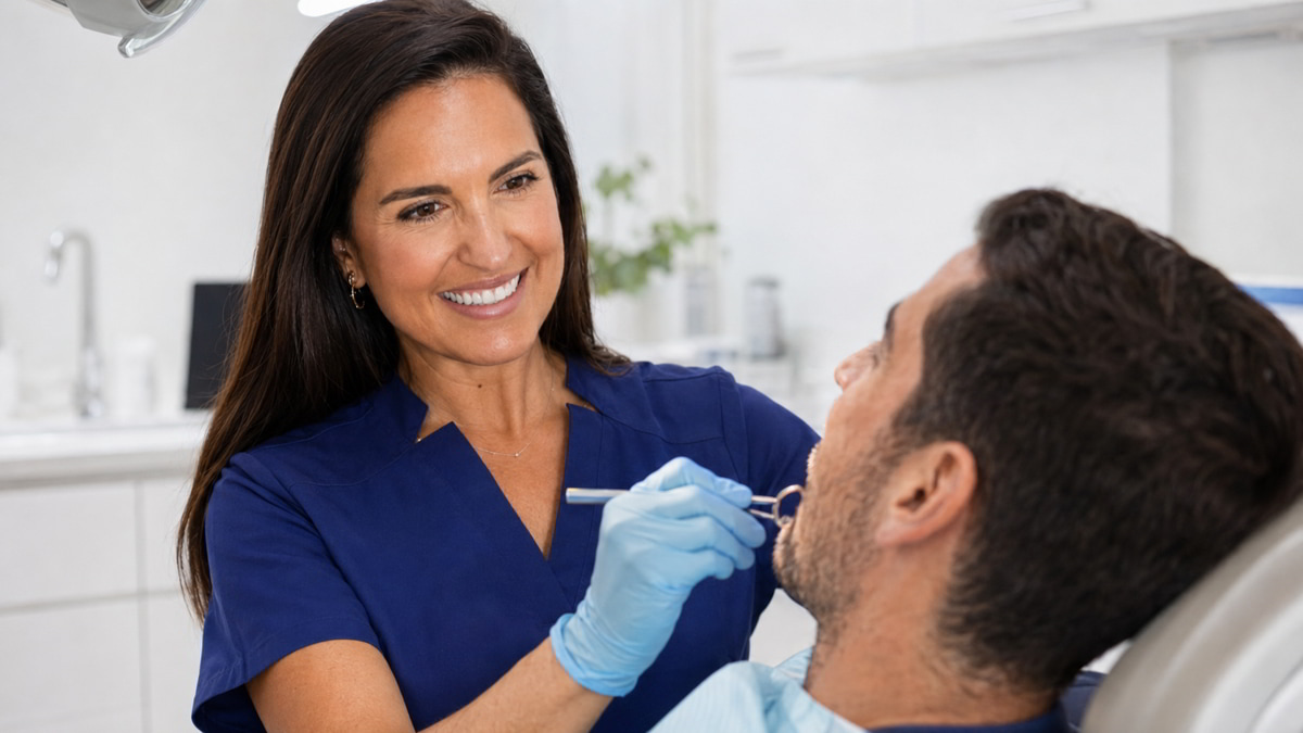 Detalle de un tratamiento de estética dental durante una revisión en Peñagrande